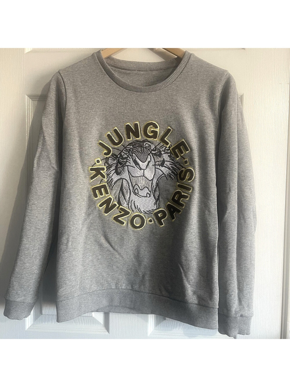 KENZO x Disney Jungle Book Embroidered Tiger Crewneck Sweatshirt Gray Women M